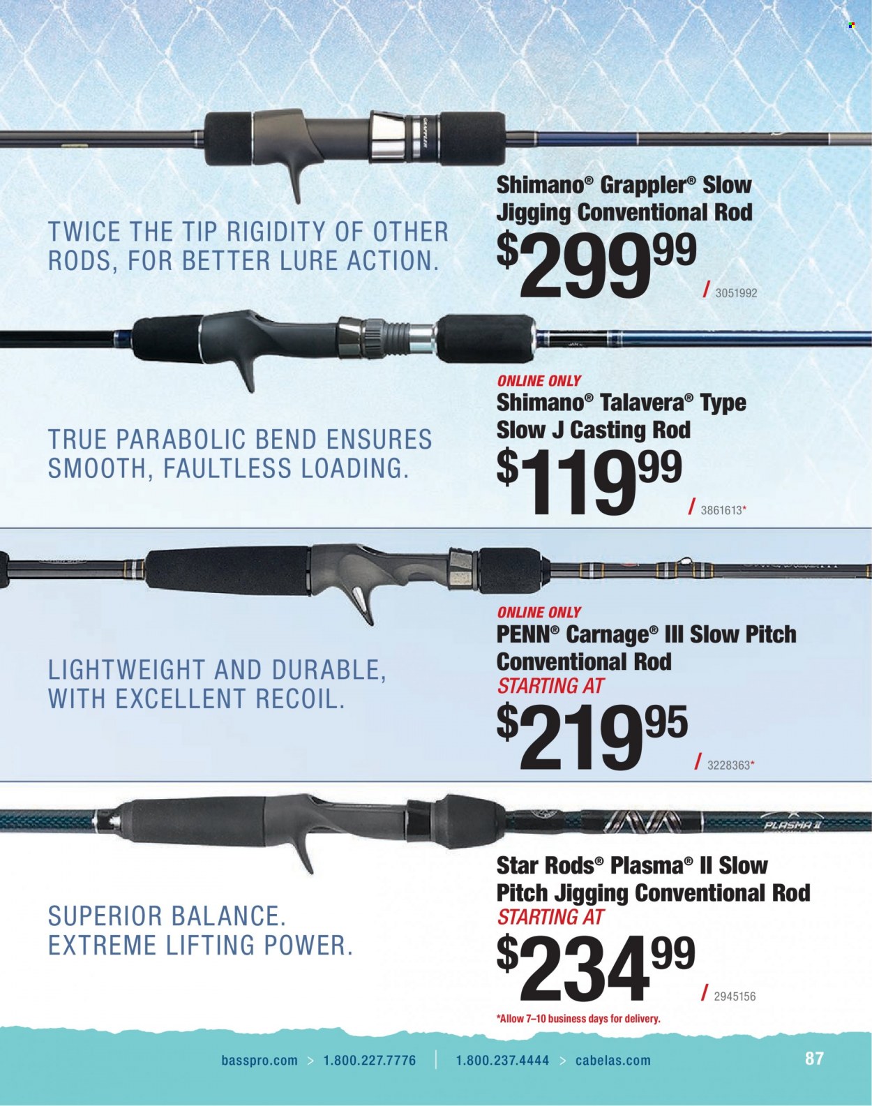 thumbnail - Cabela's Flyer - Sales products - Shimano, fishing rod, Penn. Page 87.