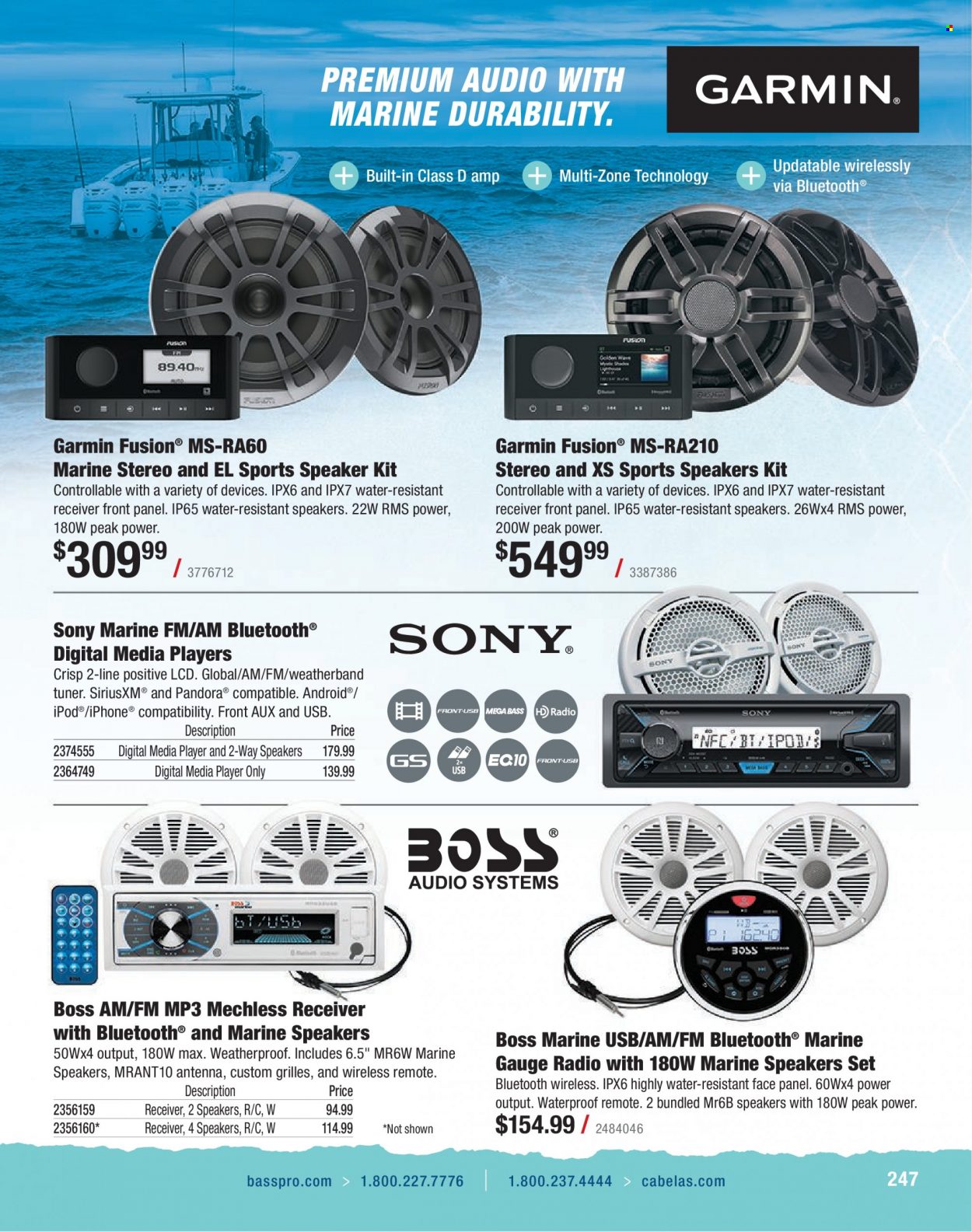 thumbnail - Cabela's Flyer - Sales products - Garmin, Sony, receiver, gauge. Page 247.
