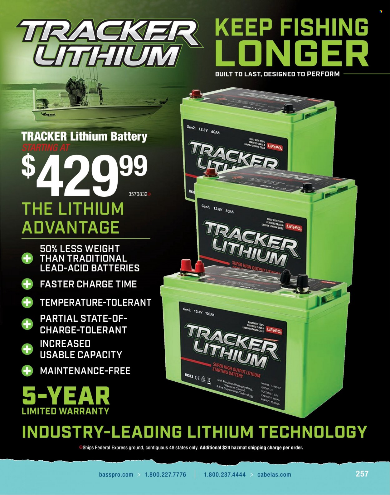 thumbnail - Cabela's Flyer - Sales products - battery. Page 257.