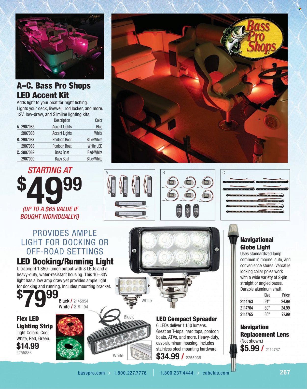 thumbnail - Cabela's Flyer - Sales products - lens, Bass Pro, spreader, lamp, lighting. Page 267.