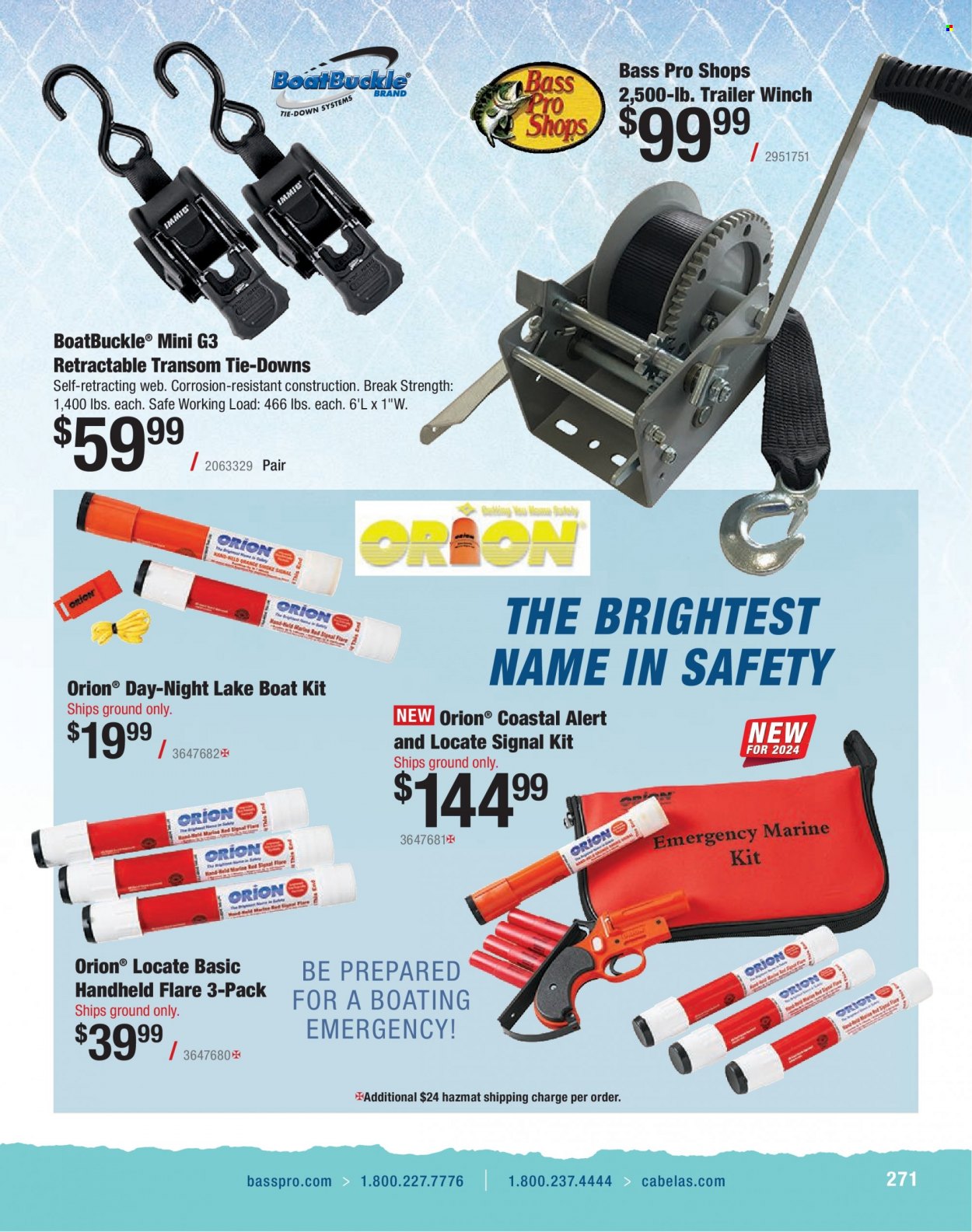 thumbnail - Cabela's Flyer - Sales products - Bass Pro, boat, trailer, winch. Page 271.