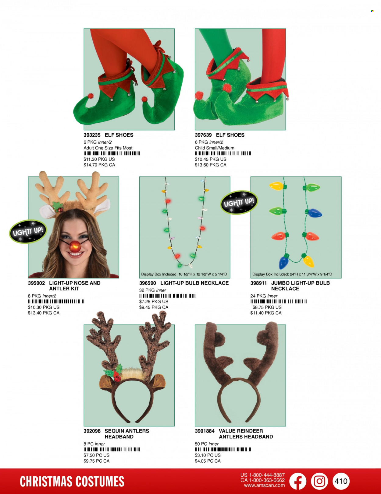thumbnail - Amscan Flyer - Sales products - bulb, Elf, reindeer, costume. Page 413.