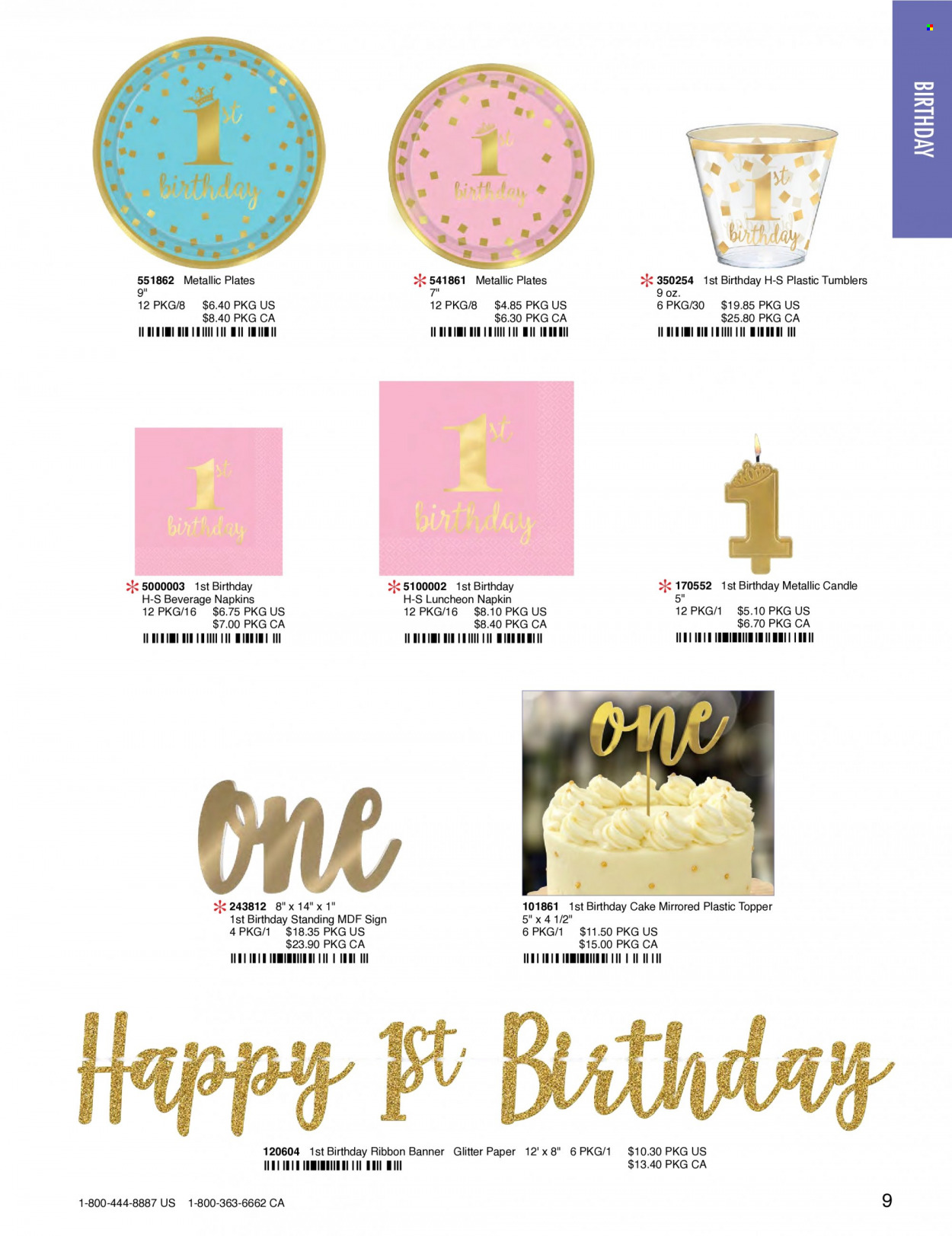 thumbnail - Amscan Flyer - Sales products - napkins, tumbler, plate, glitter, candle. Page 12.