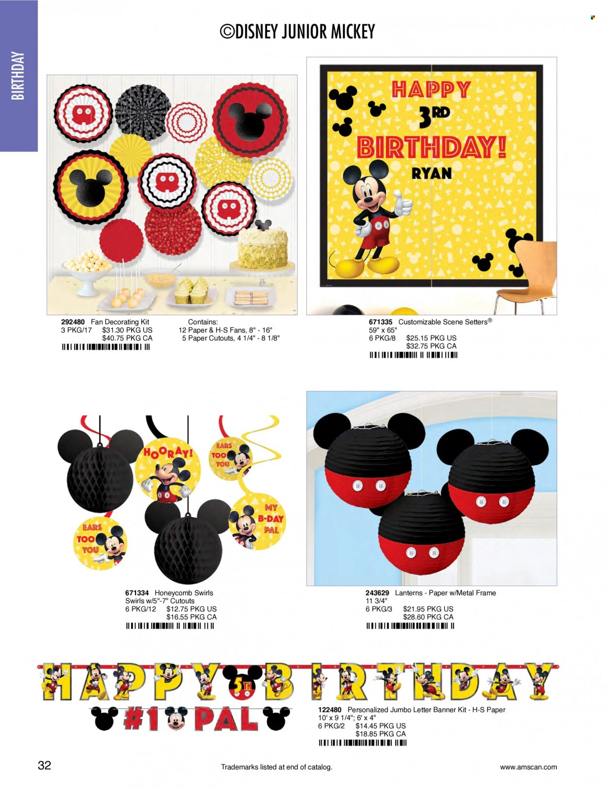 thumbnail - Amscan Flyer - Sales products - paper, Mickey Mouse, metal frame. Page 35.