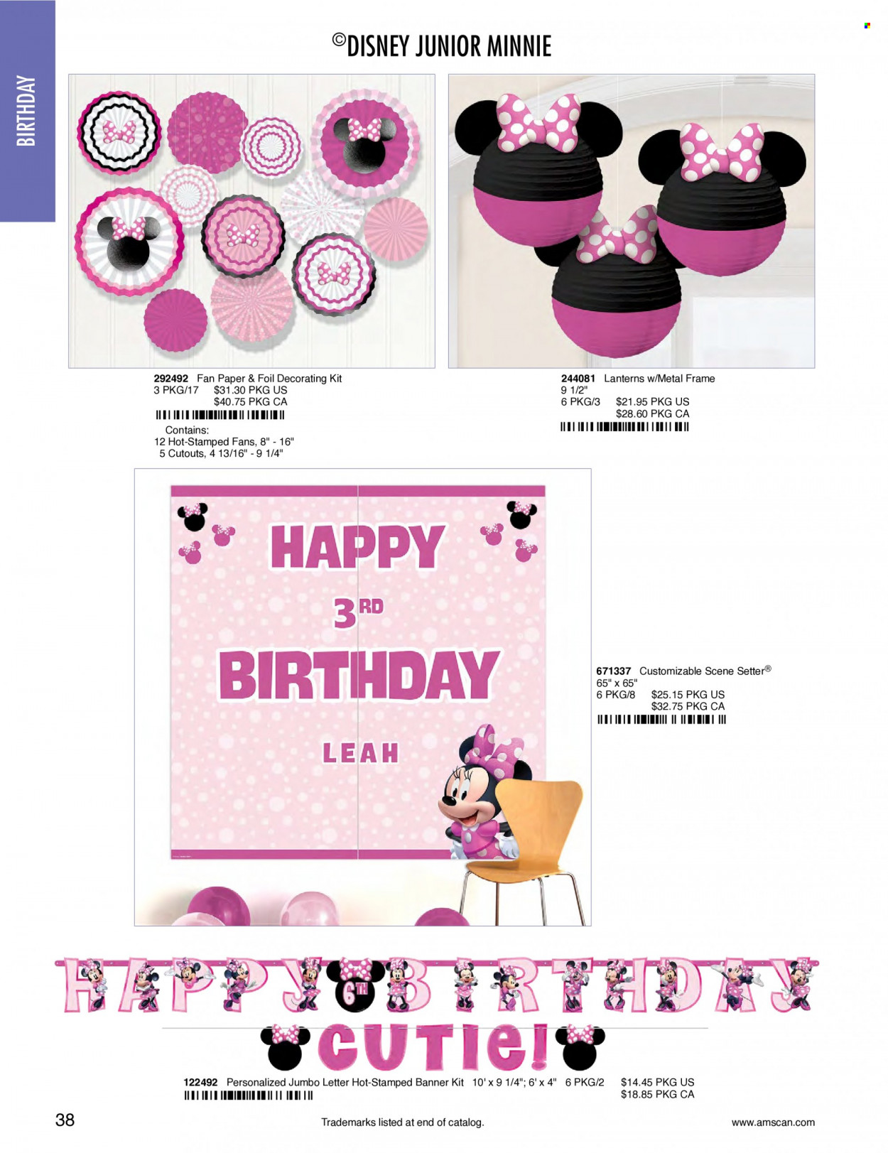 thumbnail - Amscan Flyer - Sales products - Disney, paper, Minnie Mouse, metal frame. Page 41.