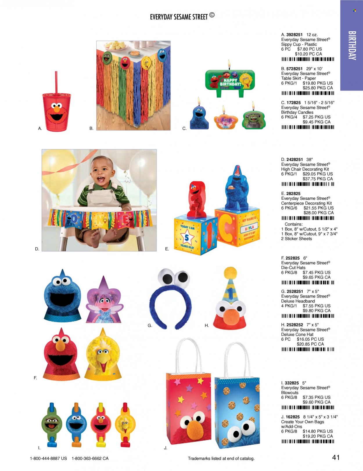 thumbnail - Amscan Flyer - Sales products - cup, bag, sticker, paper, candle. Page 44.