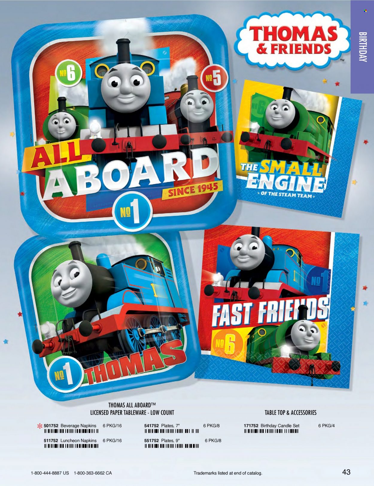 thumbnail - Amscan Flyer - Sales products - napkins, tableware, plate, Thomas & Friends, candle. Page 46.