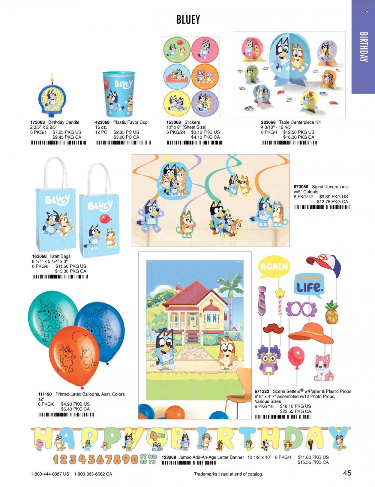 thumbnail - Amscan Flyer - Sales products - cup, bag, sticker, paper, balloons, candle. Page 48.