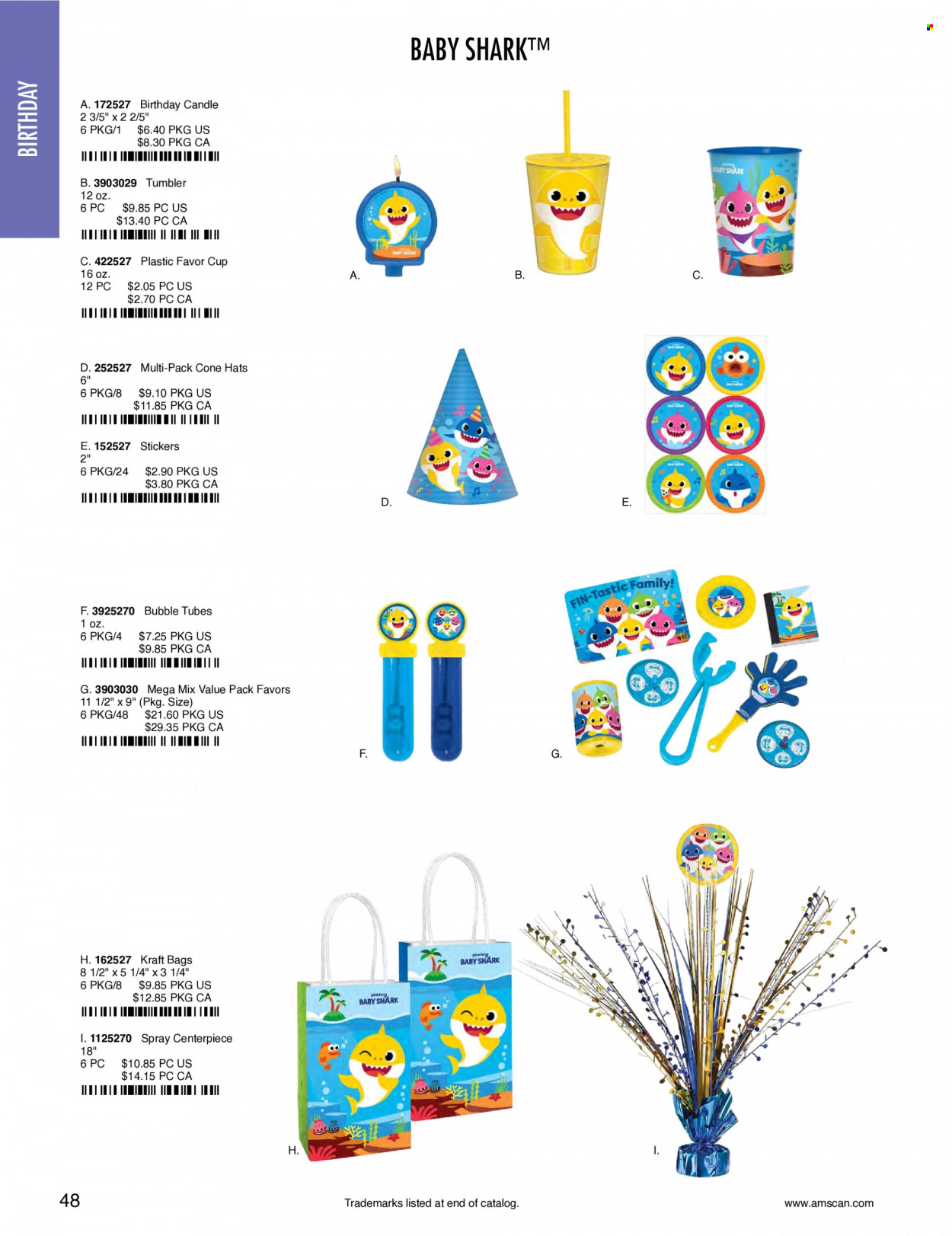 thumbnail - Amscan Flyer - Sales products - tumbler, cup, bag, sticker, candle. Page 51.