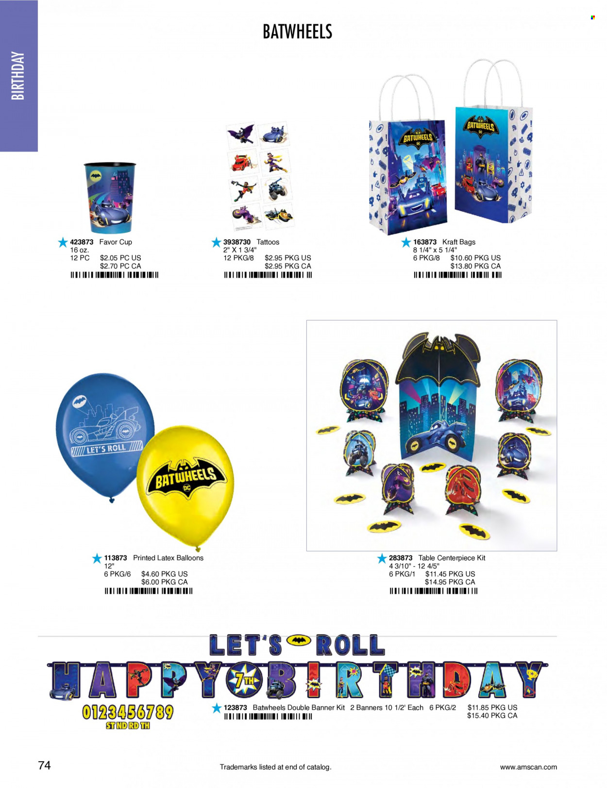thumbnail - Amscan Flyer - Sales products - cup, bag, balloons. Page 77.