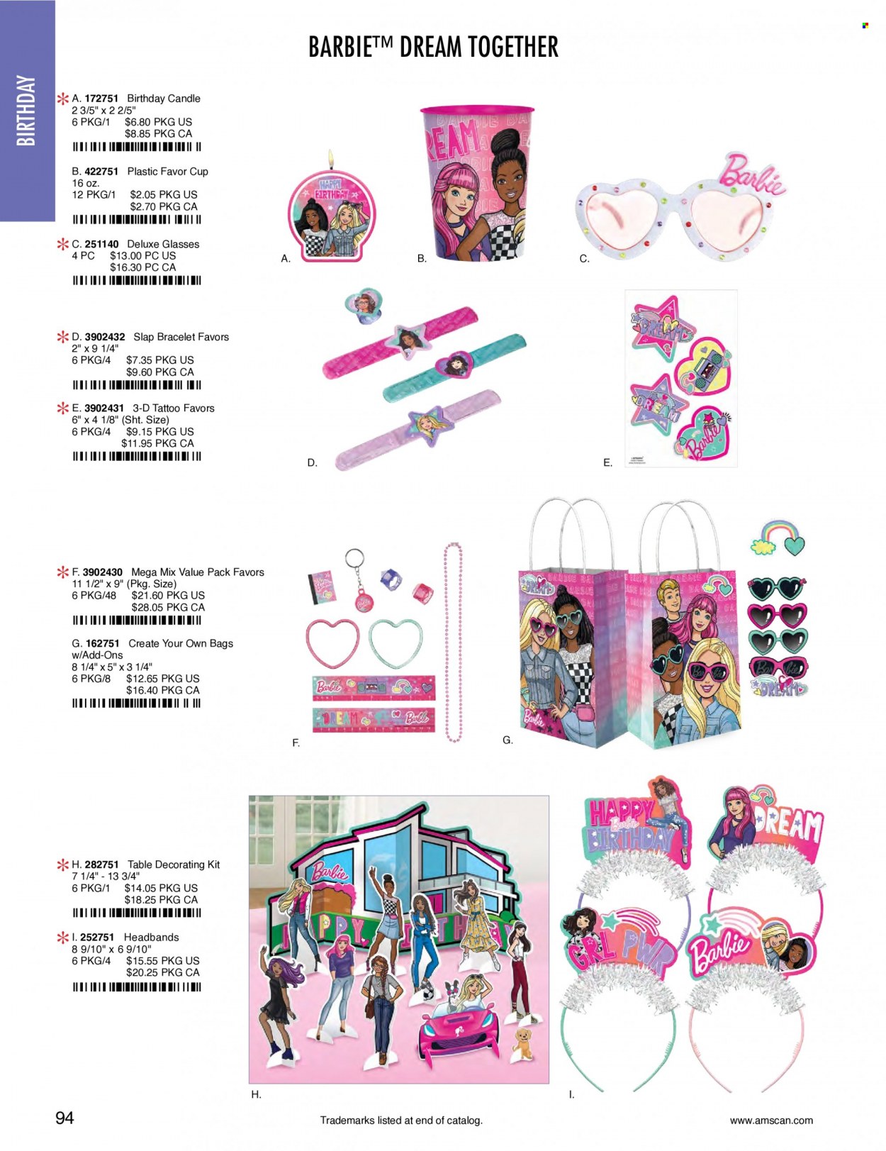 thumbnail - Amscan Flyer - Sales products - Barbie, cup, bag, candle. Page 97.
