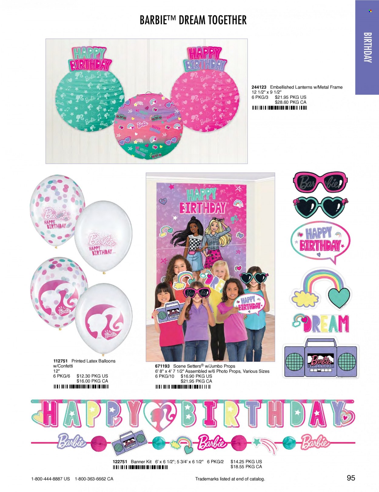 thumbnail - Amscan Flyer - Sales products - Barbie, balloons, metal frame. Page 98.