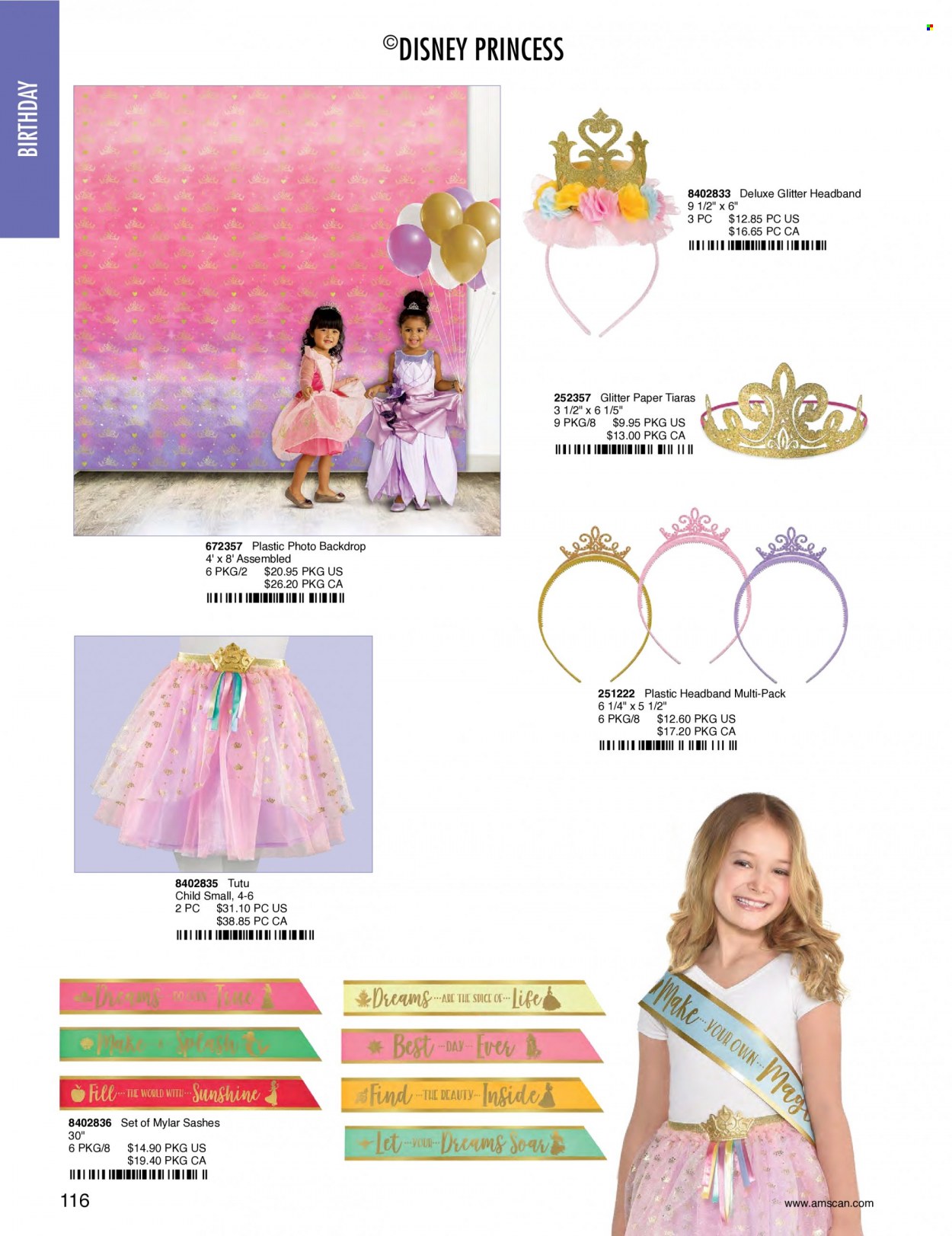 thumbnail - Amscan Flyer - Sales products - Disney, glitter, paper, toys, princess. Page 119.