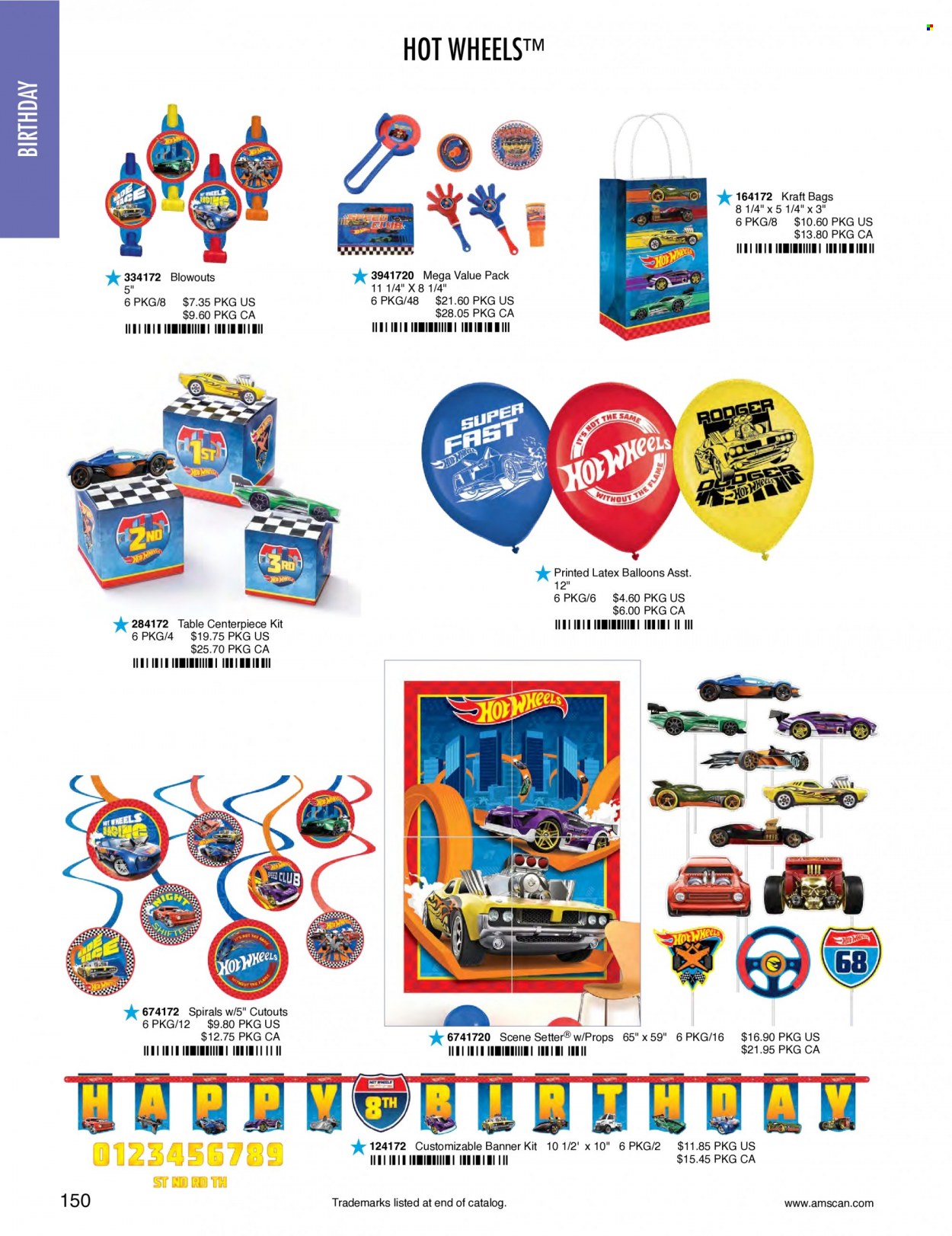 thumbnail - Amscan Flyer - Sales products - bag, balloons, toys, Hot Wheels. Page 153.