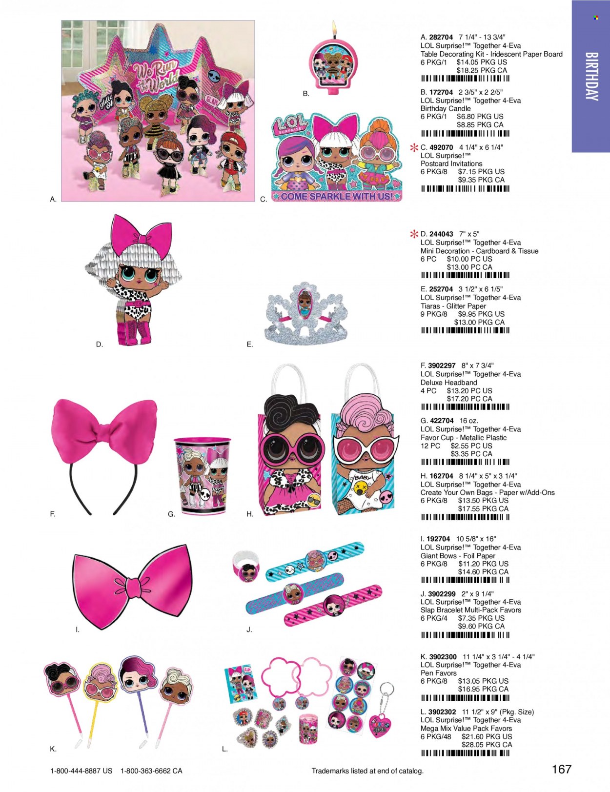 thumbnail - Amscan Flyer - Sales products - tissues, cup, bag, glitter, pen, paper, candle, L.O.L. Surprise. Page 170.