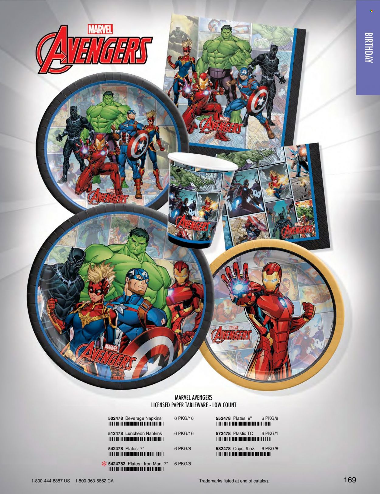 thumbnail - Amscan Flyer - Sales products - napkins, tableware, plate, cup, Avengers, Marvel. Page 172.