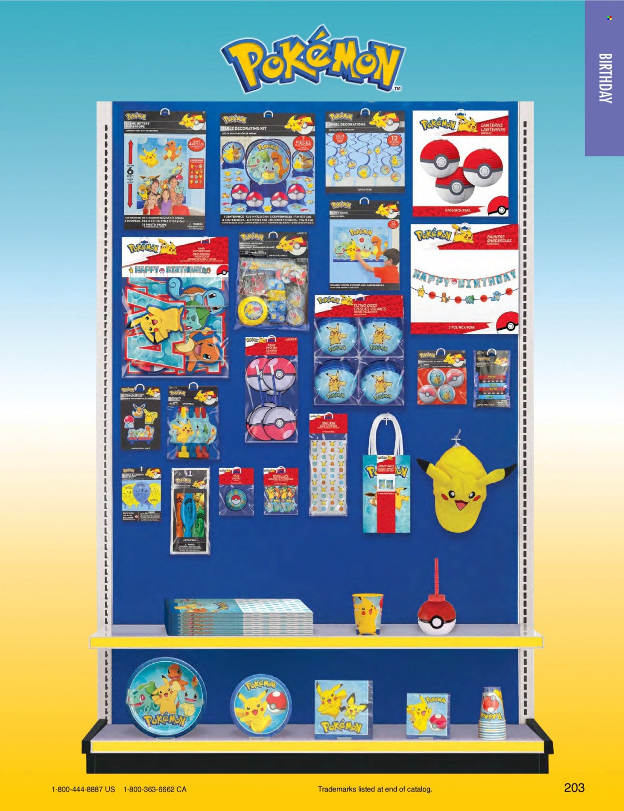 thumbnail - Amscan Flyer - Sales products - sticker, pen, paper, balloons, candle, Pokémon. Page 206.