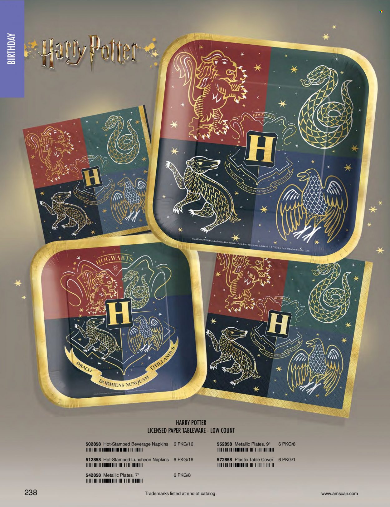 thumbnail - Amscan Flyer - Sales products - napkins, tableware, plate, Hogwarts, Harry Potter. Page 241.