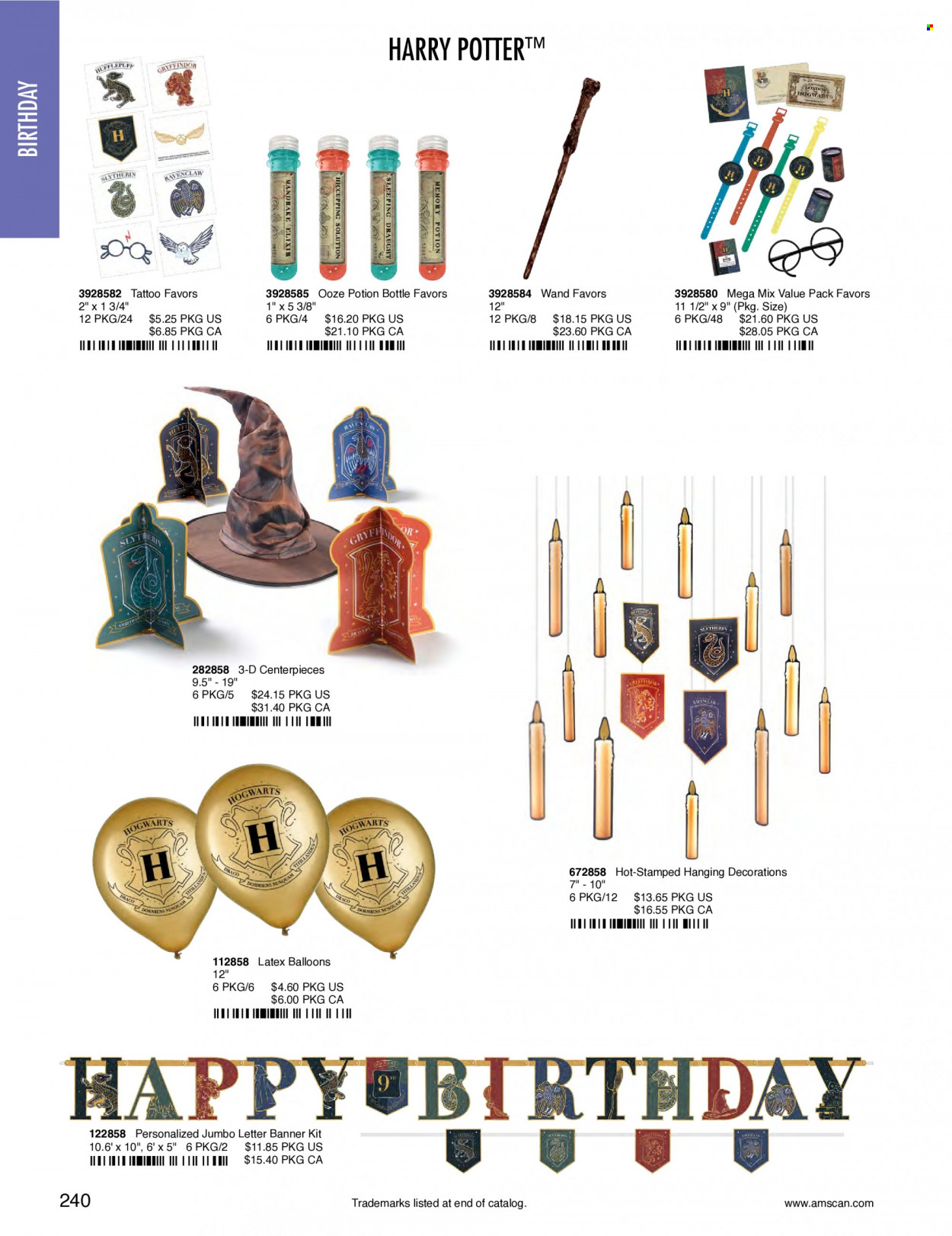 thumbnail - Amscan Flyer - Sales products - balloons, Hogwarts. Page 243.