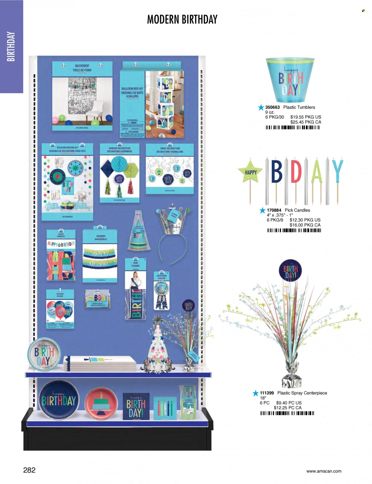 thumbnail - Amscan Flyer - Sales products - tumbler, balloons, candle. Page 285.