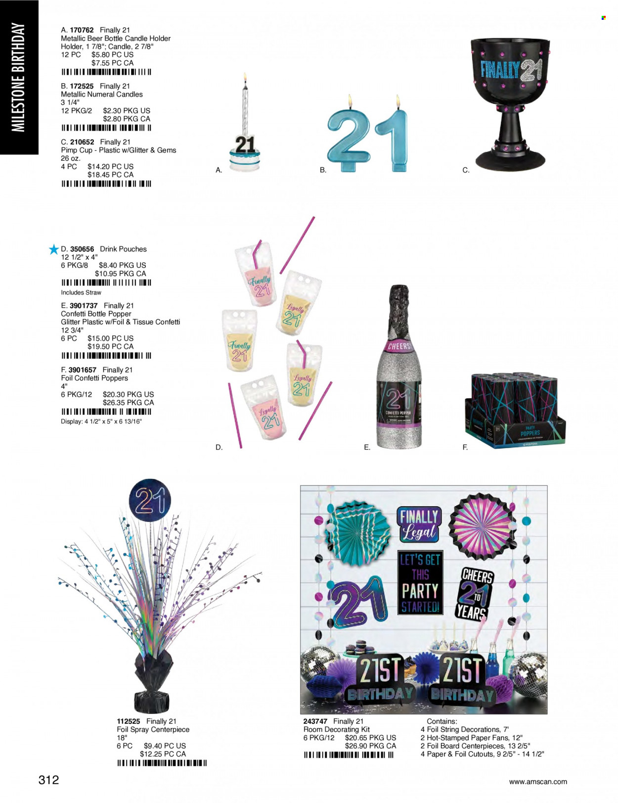 thumbnail - Amscan Flyer - Sales products - tissues, holder, cup, straw, glitter, paper. Page 315.