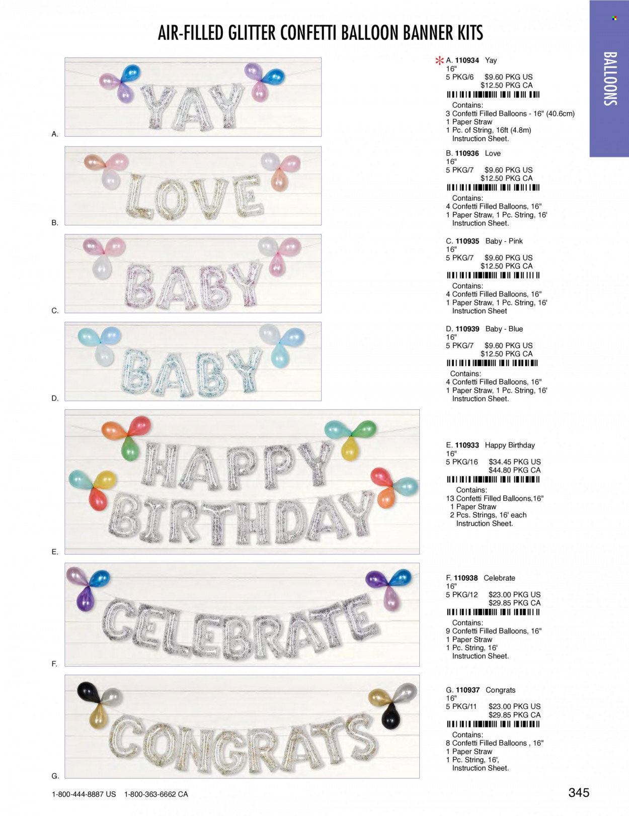 thumbnail - Amscan Flyer - Sales products - straw, glitter, balloons. Page 348.