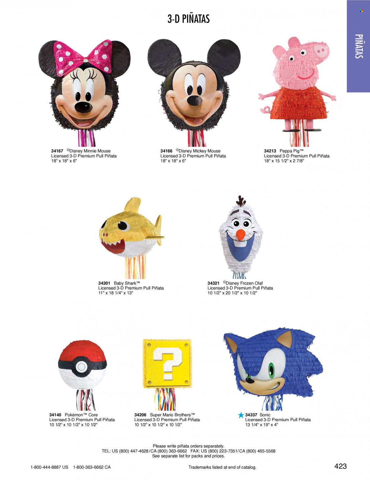 thumbnail - Amscan Flyer - Sales products - Disney, Peppa Pig, Mickey Mouse, Minnie Mouse, Pokémon. Page 426.