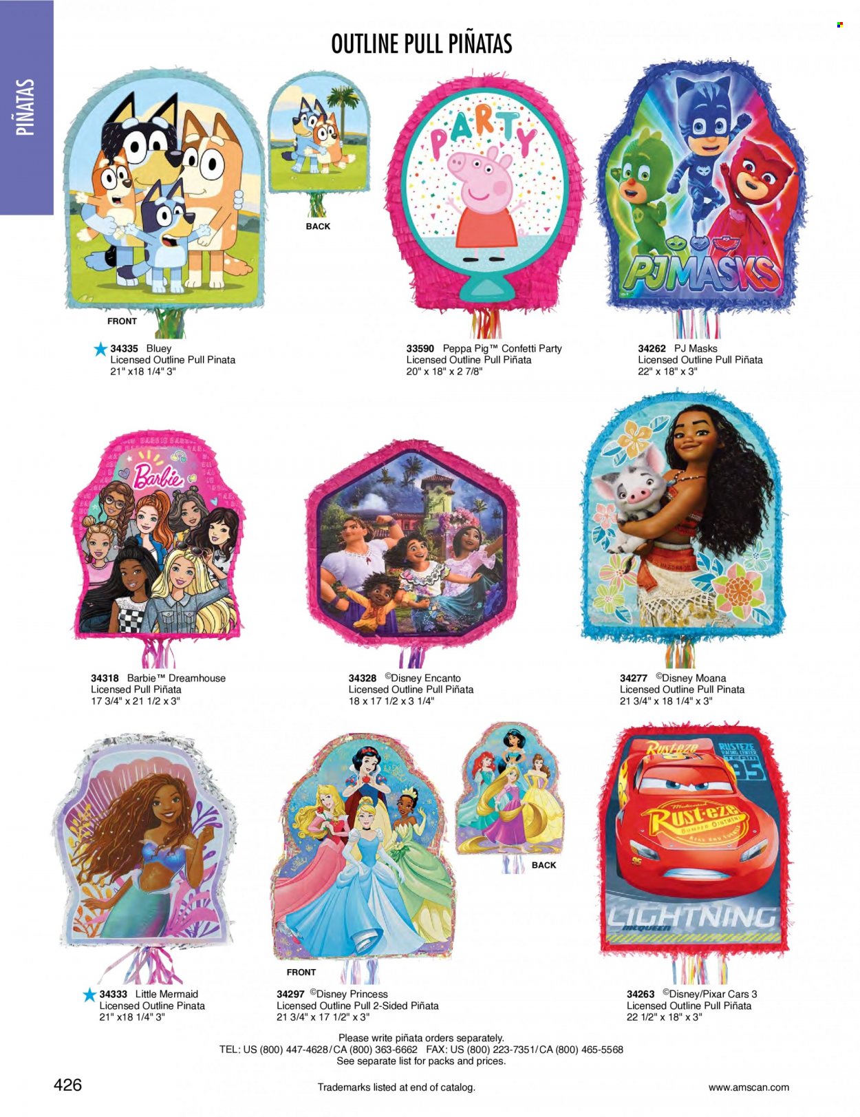 thumbnail - Amscan Flyer - Sales products - Barbie, Disney, Peppa Pig, toys, princess. Page 429.