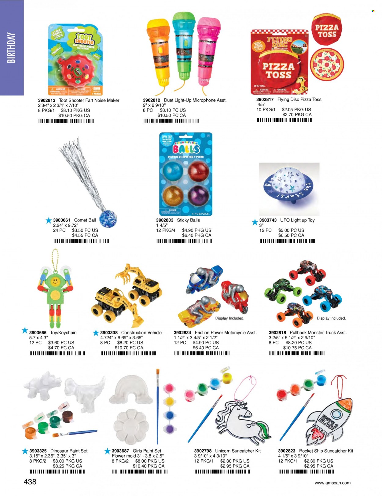 thumbnail - Amscan Flyer - Sales products - rocket, toys, vehicle, kids car, dinosaur, motorcycle, flying disc. Page 441.