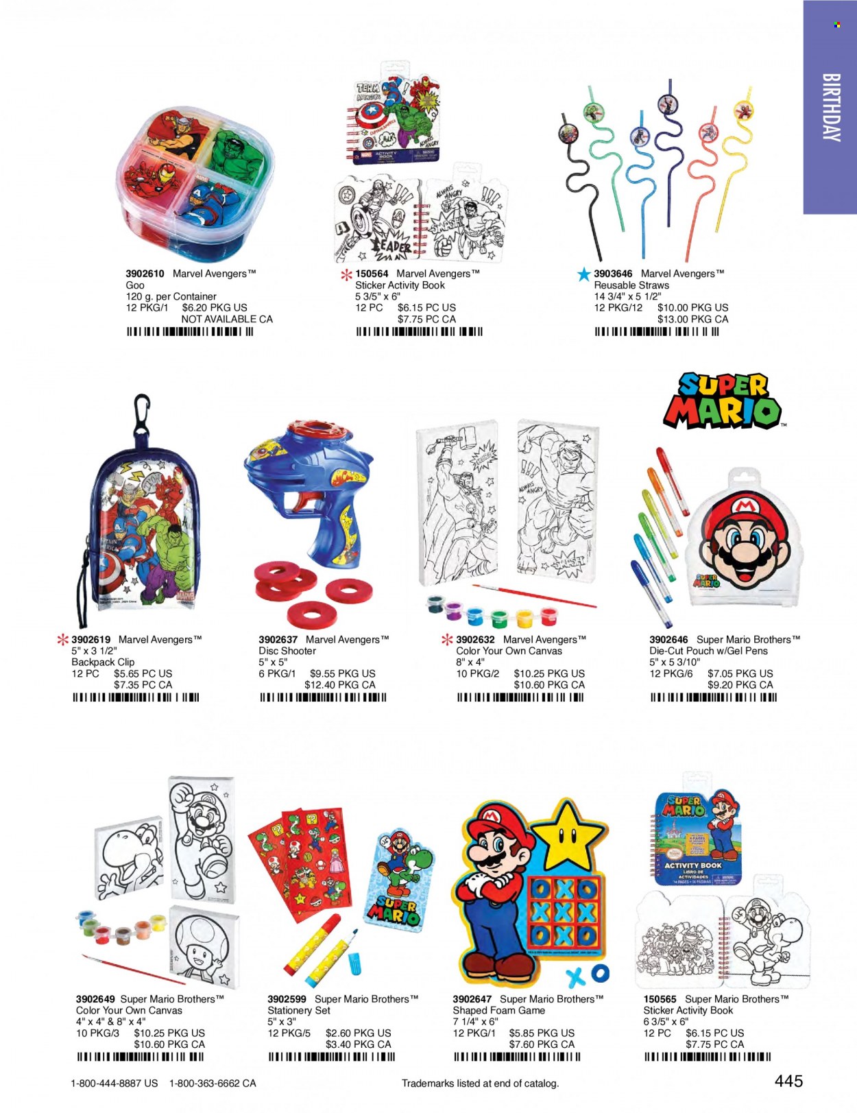 thumbnail - Amscan Flyer - Sales products - straw, container, sticker, stationery product, pen, gel pen, canvas, Marvel. Page 448.