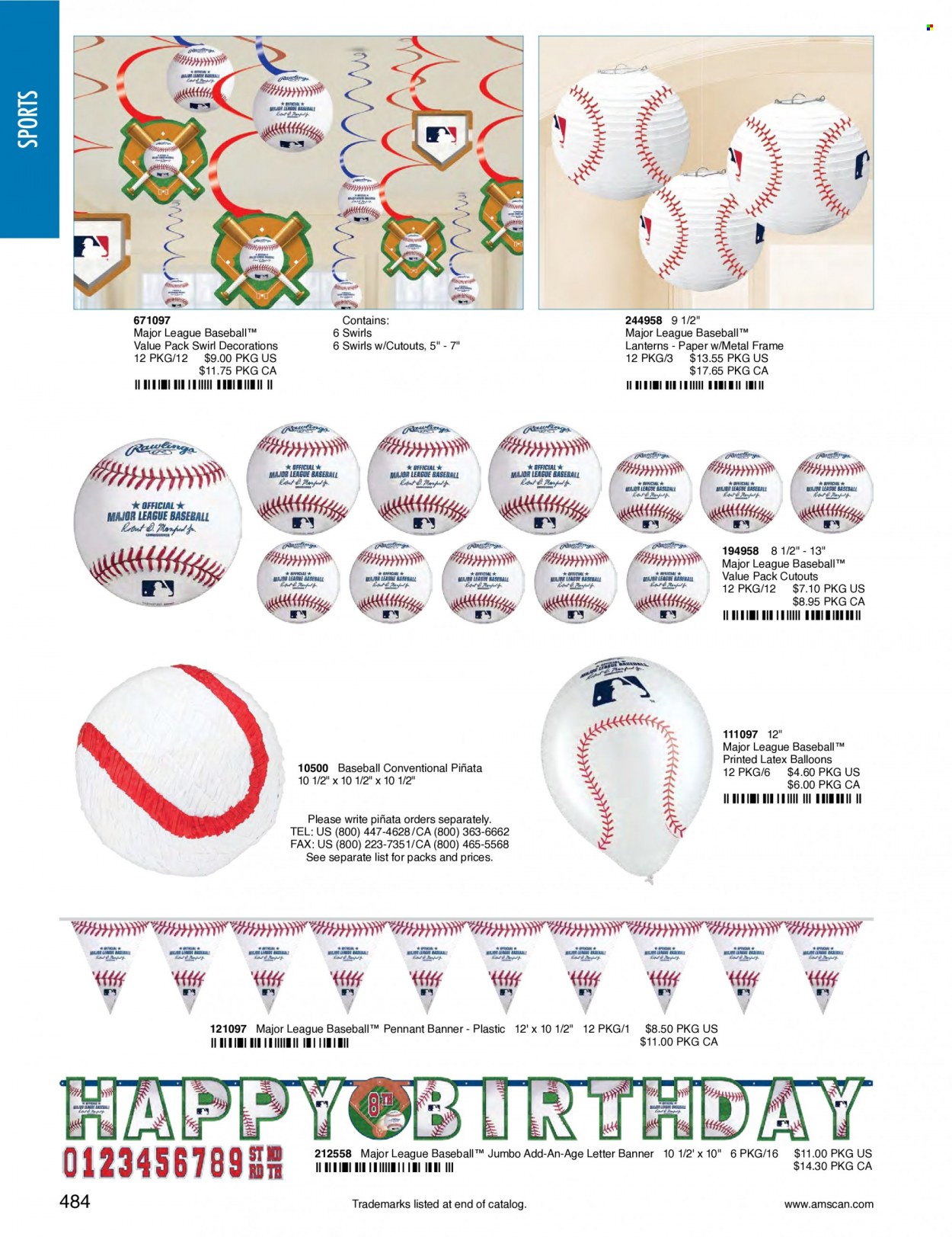 thumbnail - Amscan Flyer - Sales products - lid, paper, balloons, metal frame. Page 487.
