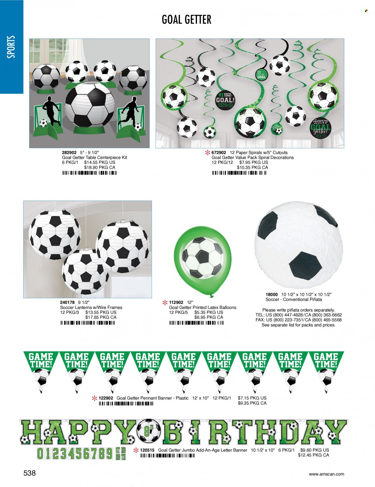 thumbnail - Amscan Flyer - Sales products - paper, balloons, goal. Page 541.