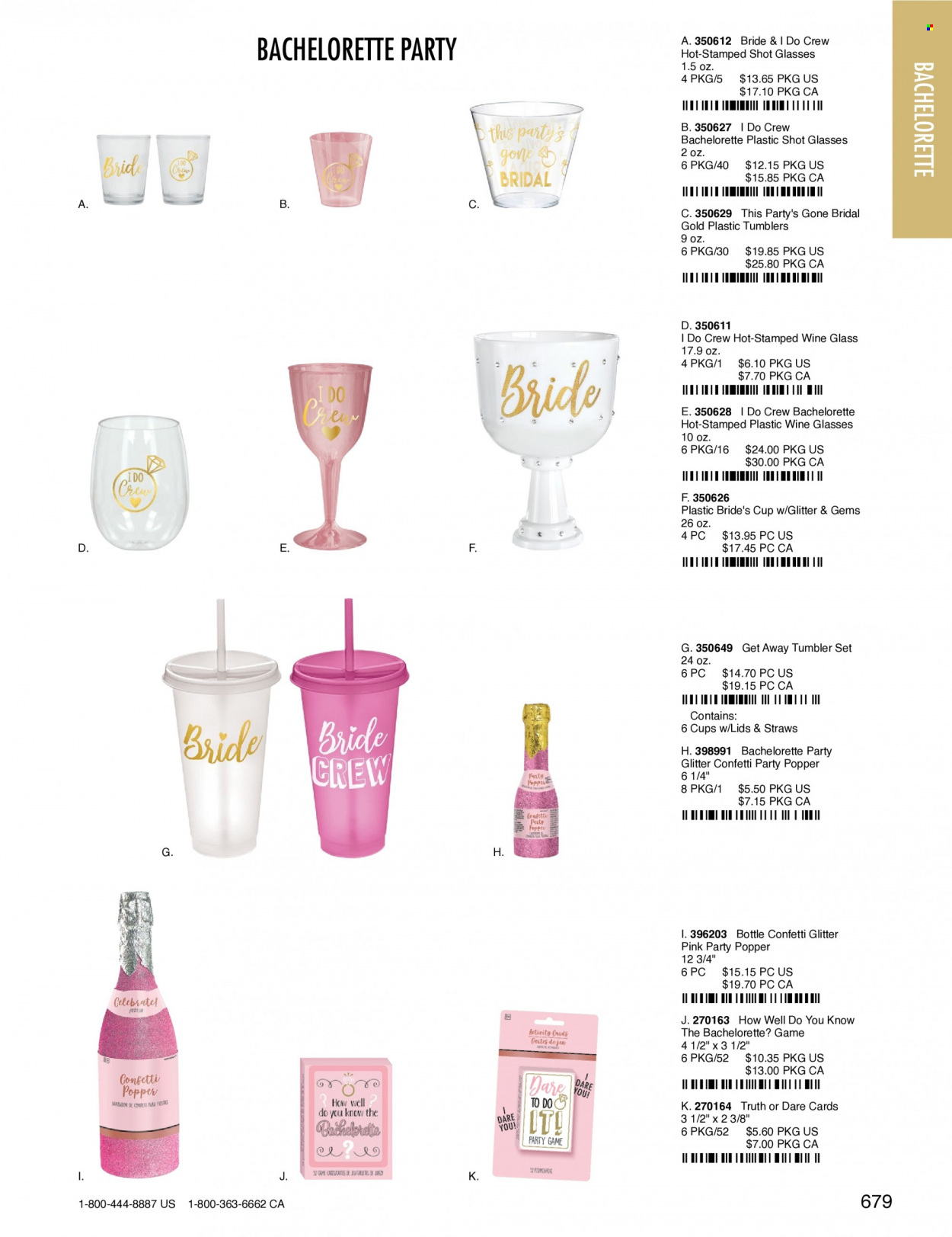 thumbnail - Amscan Flyer - Sales products - tumbler, wine glass, straw, glitter. Page 682.