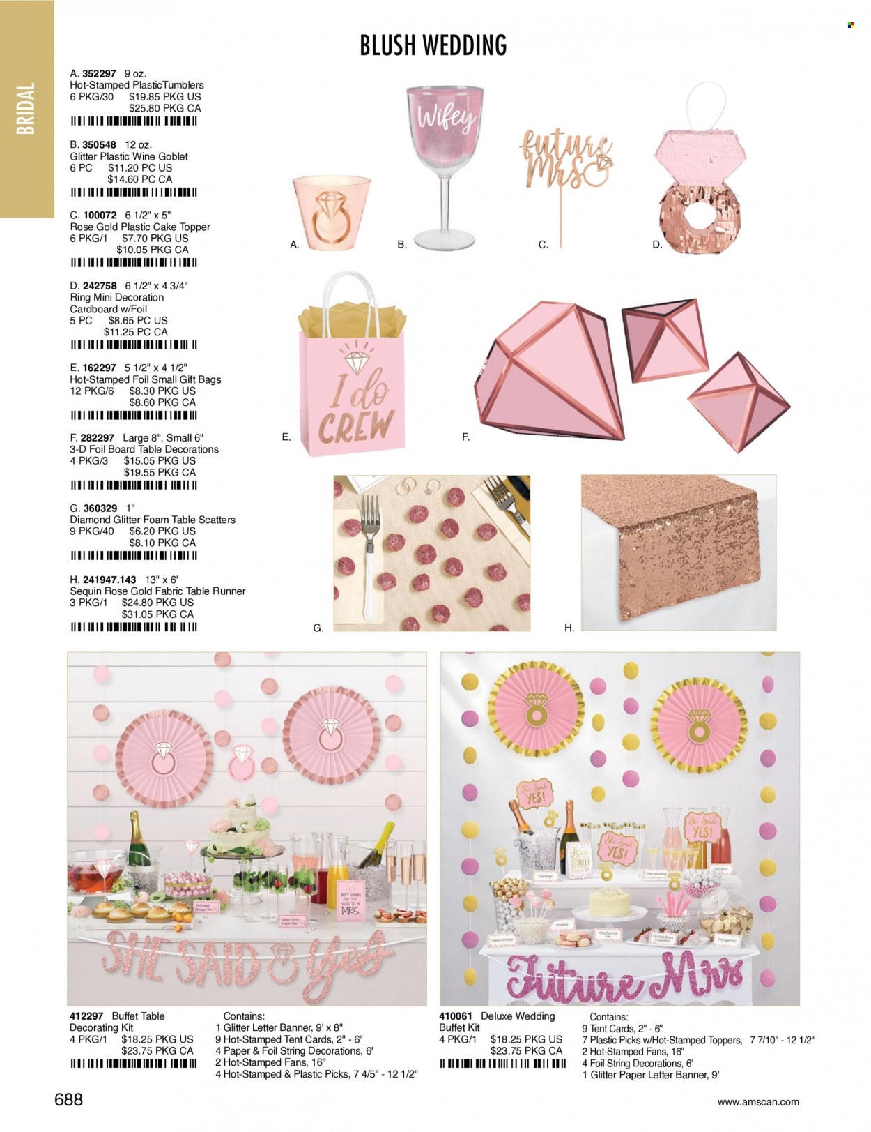 thumbnail - Amscan Flyer - Sales products - glitter, gift bag, paper, table runner. Page 691.