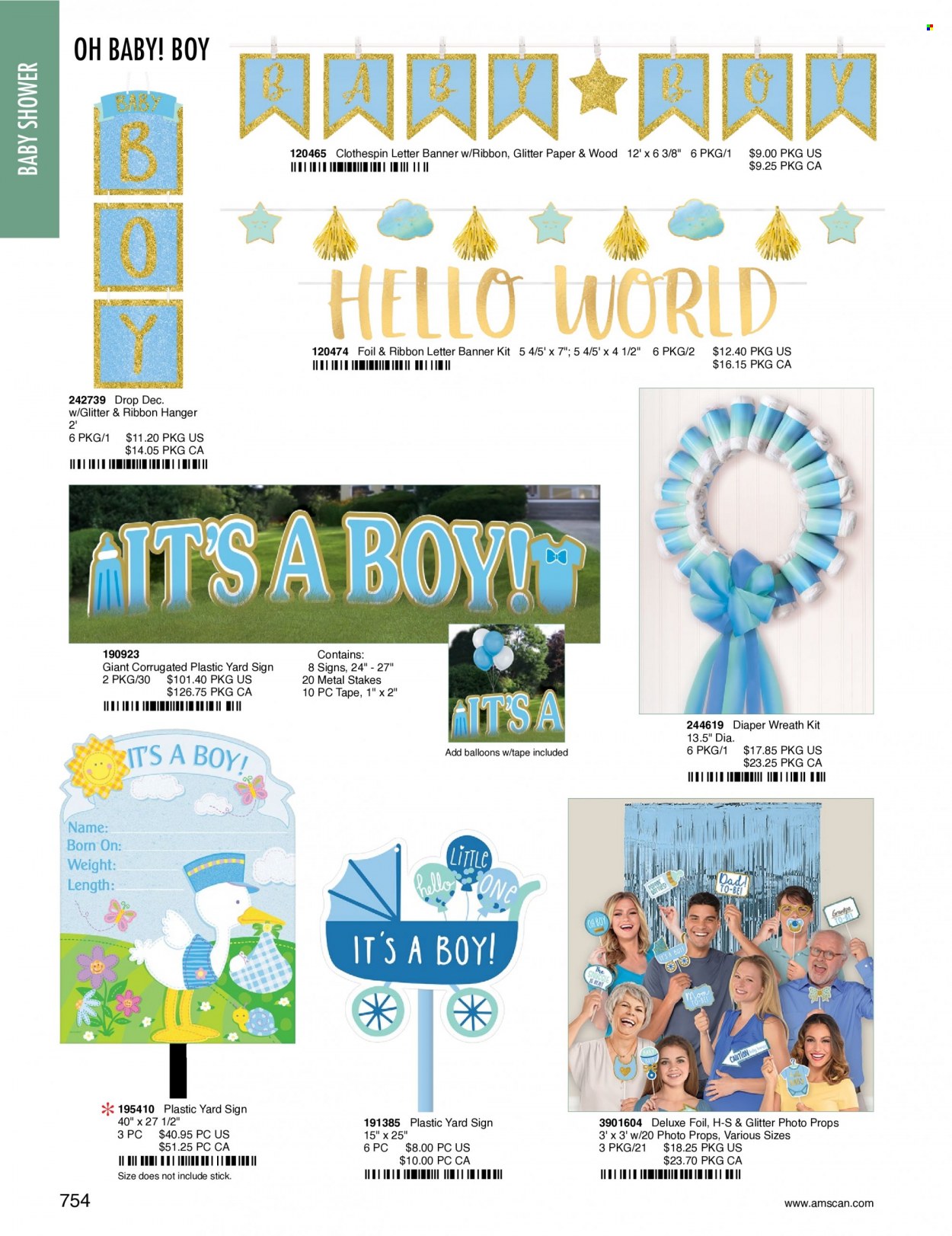 thumbnail - Amscan Flyer - Sales products - glitter, paper, balloons, wreath. Page 757.