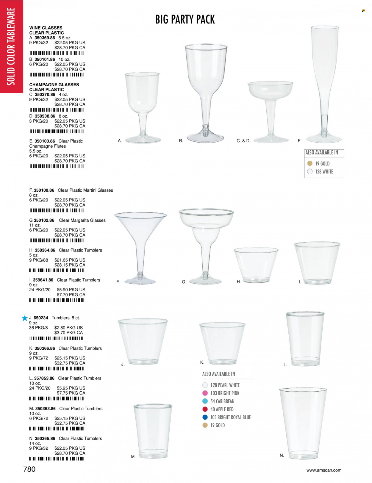 thumbnail - Amscan Flyer - Sales products - tableware, tumbler, wine glass, champagne flute, champagne glass. Page 783.