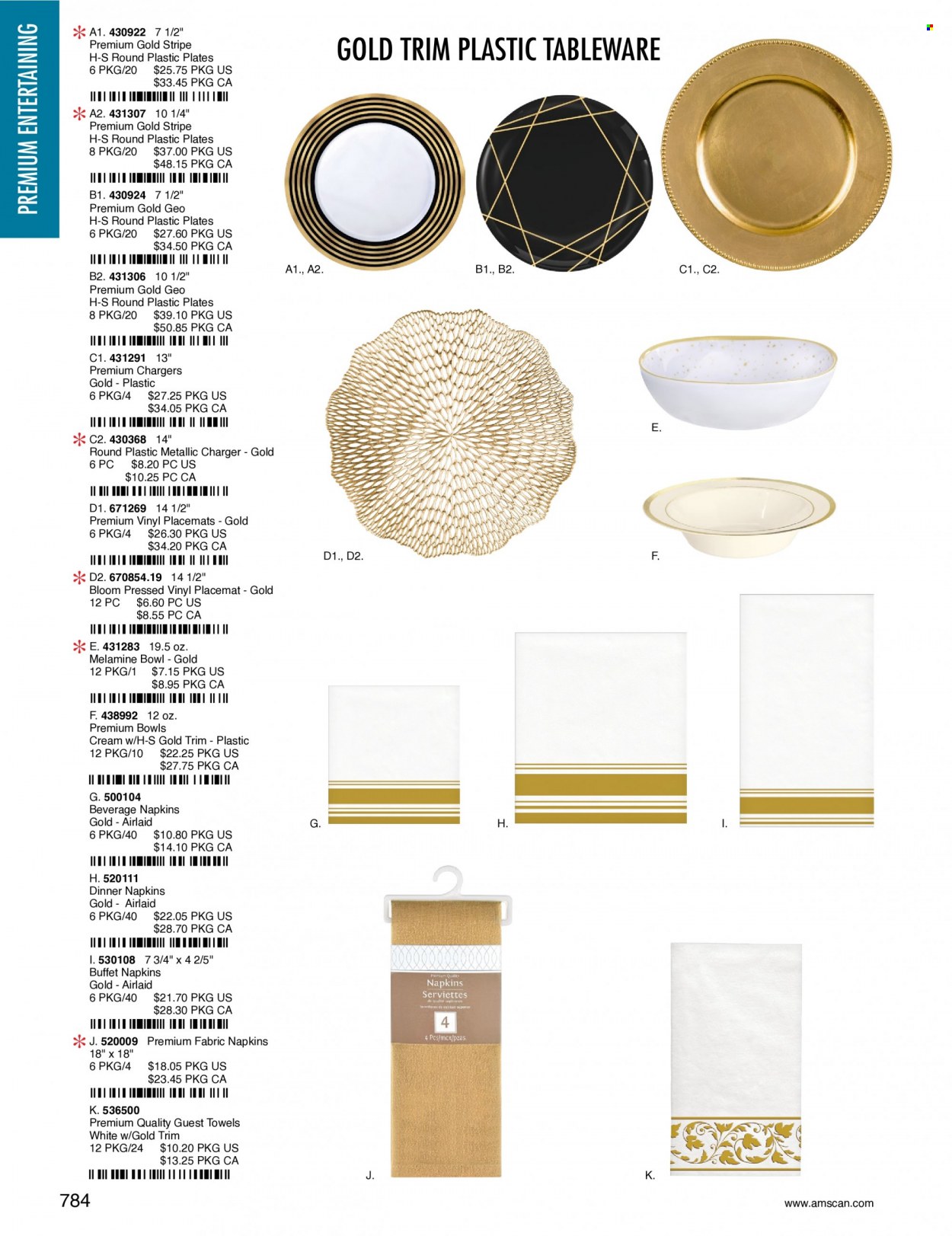 thumbnail - Amscan Flyer - Sales products - napkins, tableware, plate, bowl, plastic plate, placemat. Page 787.