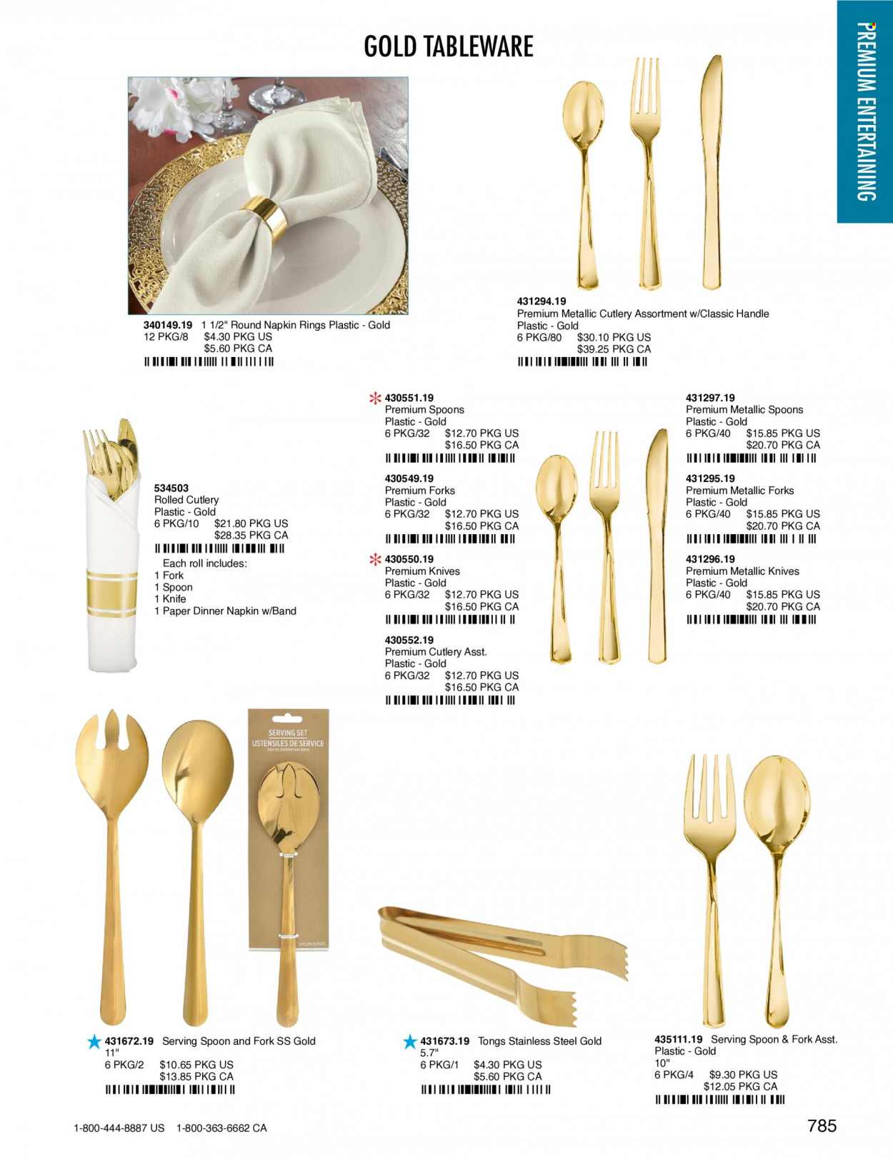 thumbnail - Amscan Flyer - Sales products - fork, knife, spoon, tableware, tong, cutlery set, napkin ring, paper. Page 788.