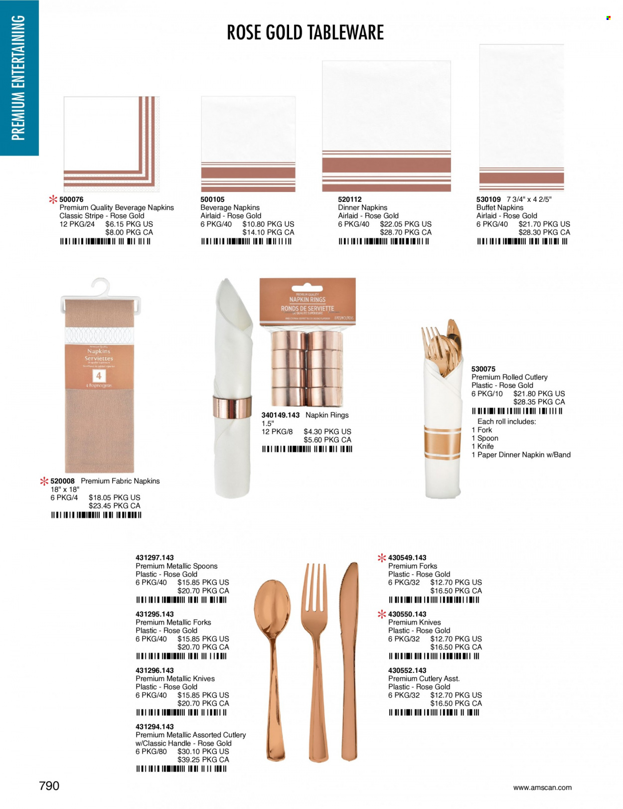 thumbnail - Amscan Flyer - Sales products - fork, knife, spoon, tableware, napkin ring. Page 793.
