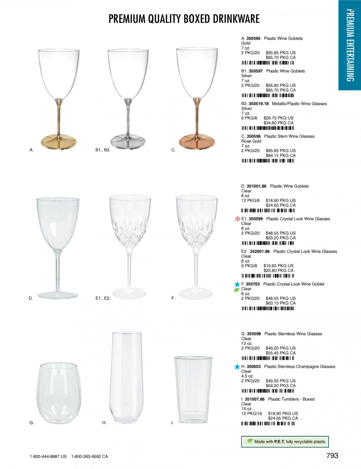 thumbnail - Amscan Flyer - Sales products - drinkware, tumbler, wine glass, champagne glass. Page 796.