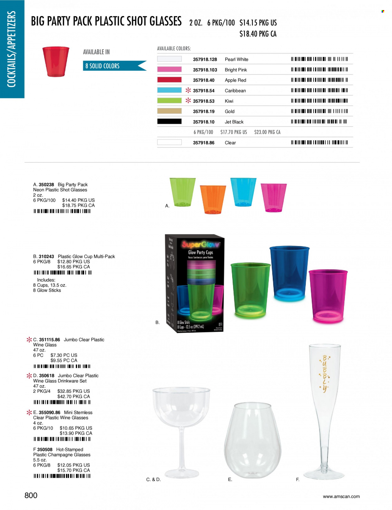 thumbnail - Amscan Flyer - Sales products - drinkware, wine glass, cup, champagne glass, party cups, party supplies. Page 803.