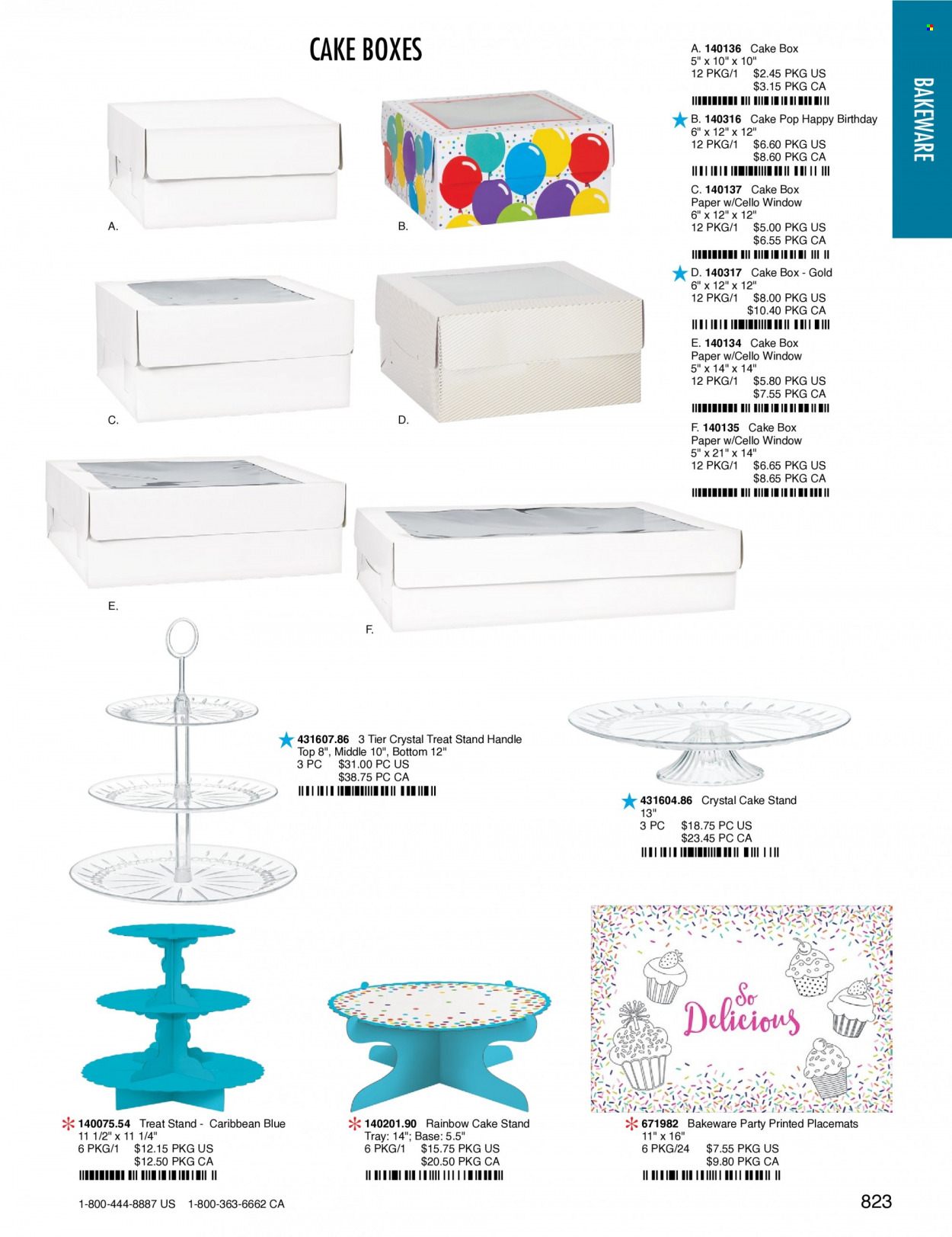 thumbnail - Amscan Flyer - Sales products - cake stand, tray, bakeware, paper, Cello, placemat. Page 826.