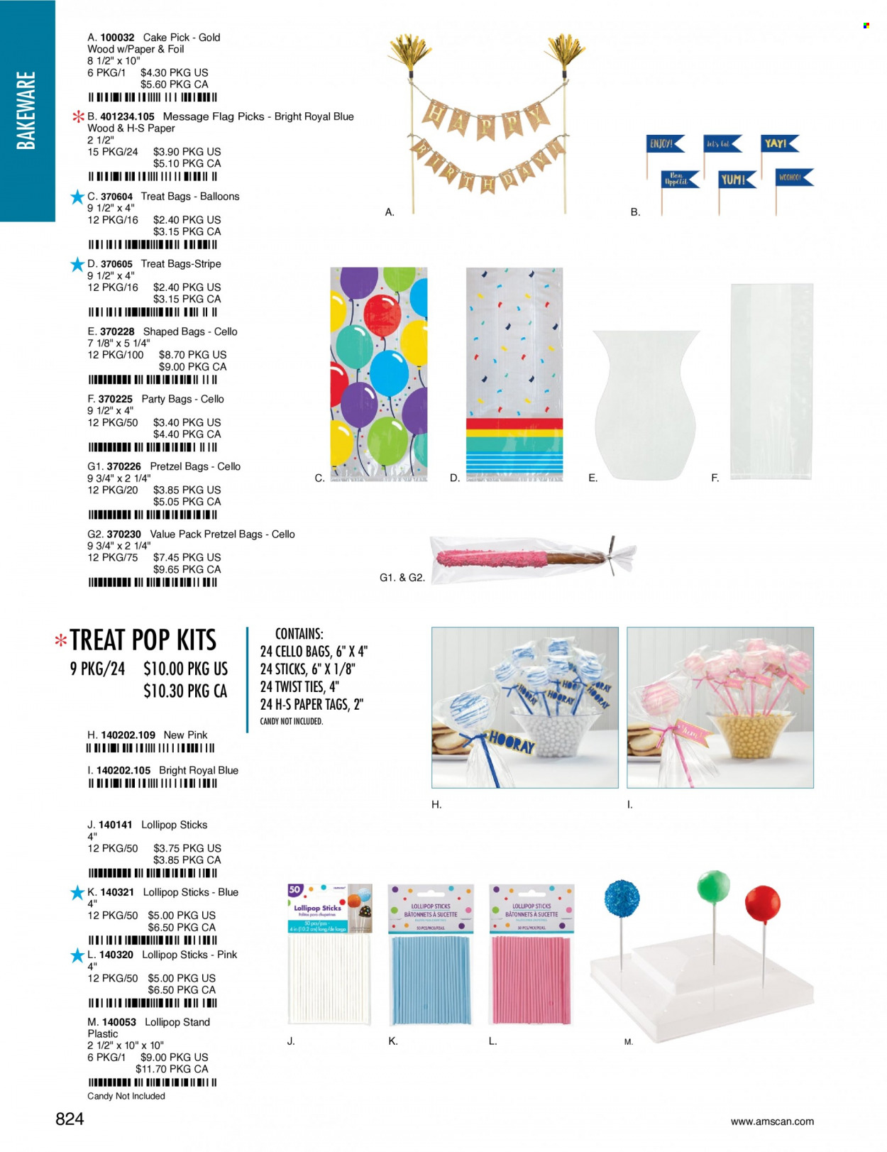 thumbnail - Amscan Flyer - Sales products - bakeware, paper, Cello, balloons, flag. Page 827.