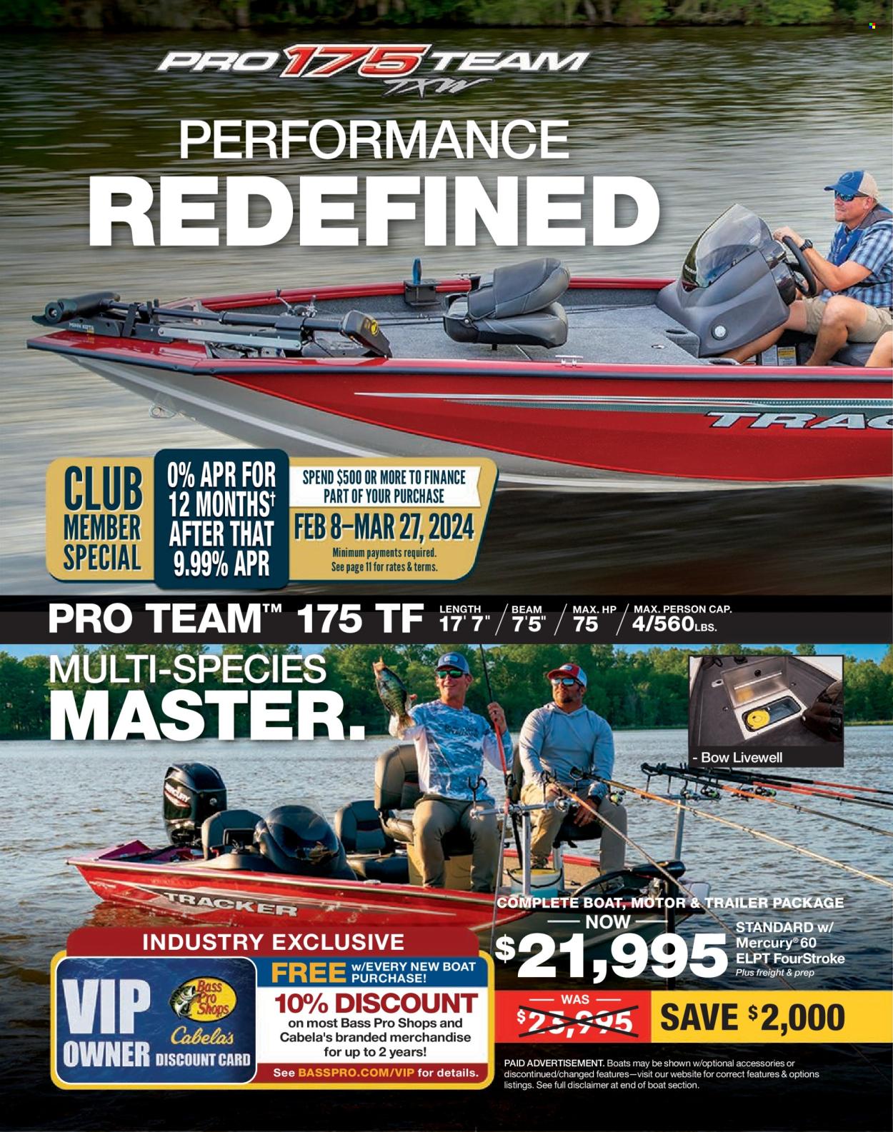 thumbnail - Cabela's Flyer - Sales products - Bass Pro, boat, trailer. Page 14.