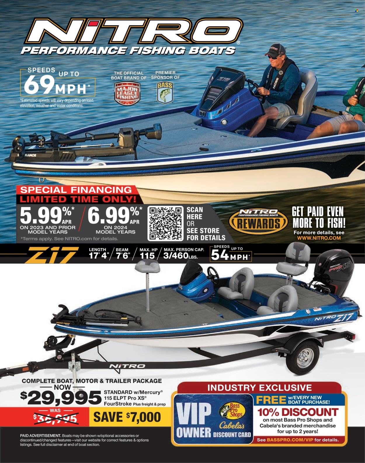 thumbnail - Cabela's Flyer - Sales products - fish, Bass Pro, boat, trailer. Page 22.