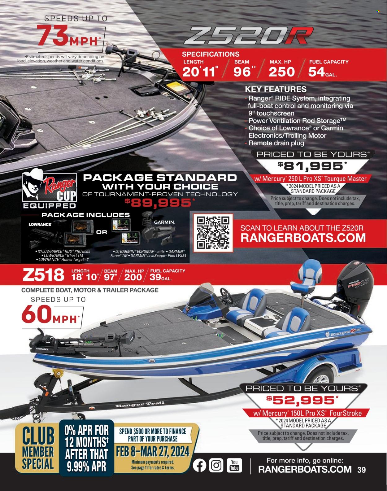 thumbnail - Cabela's Flyer - Sales products - Garmin, Lowrance, boat, trailer. Page 39.