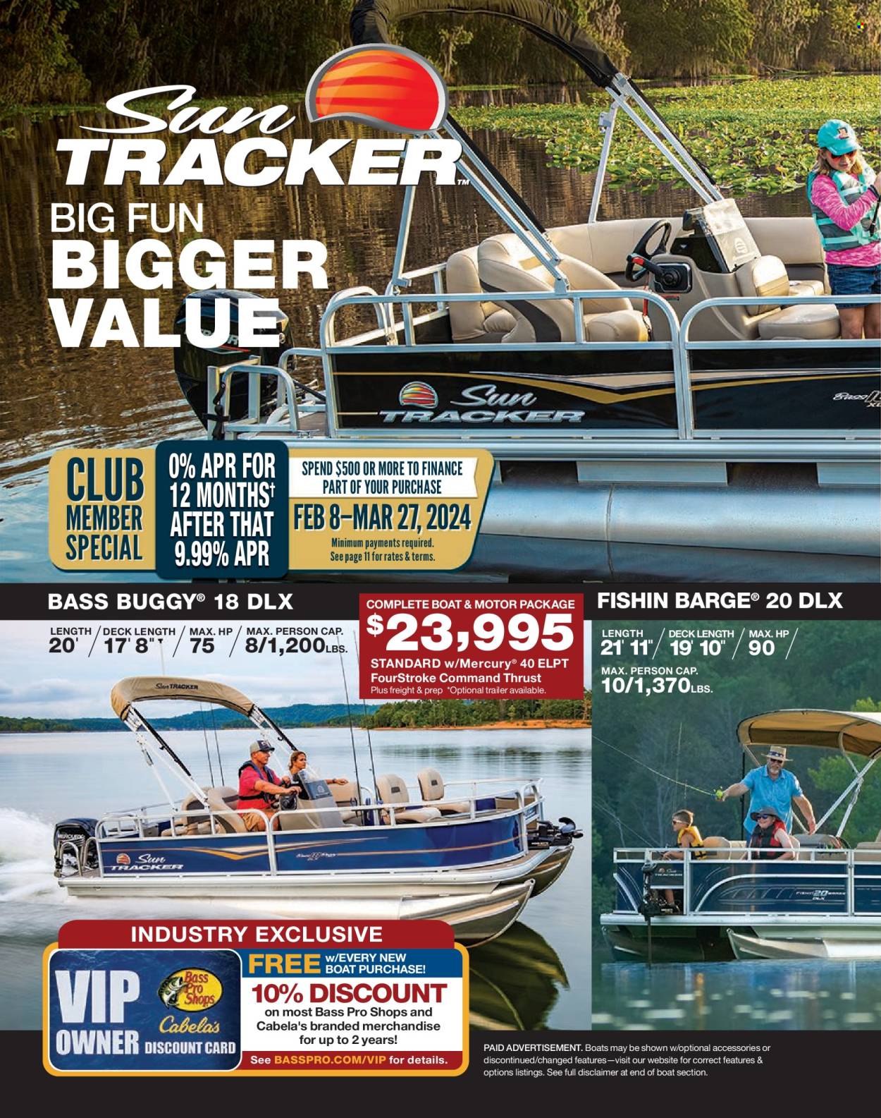 thumbnail - Cabela's Flyer - Sales products - Bass Pro, boat, trailer. Page 44.
