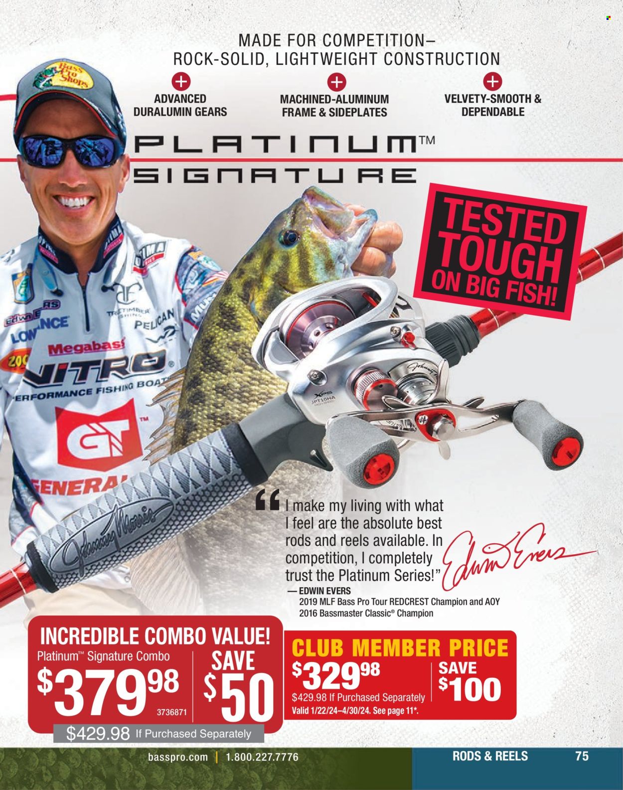 thumbnail - Cabela's Flyer - Sales products - fish, Bass Pro, boat. Page 75.
