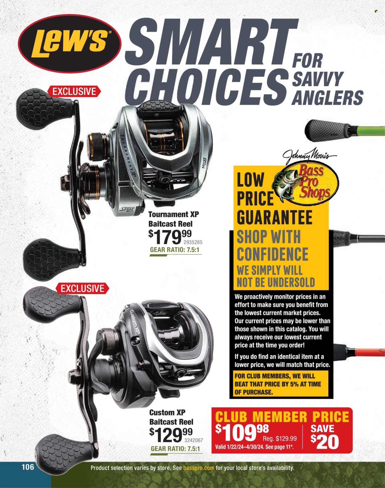 thumbnail - Cabela's Flyer - Sales products - baitcast reel, Bass Pro, reel. Page 106.