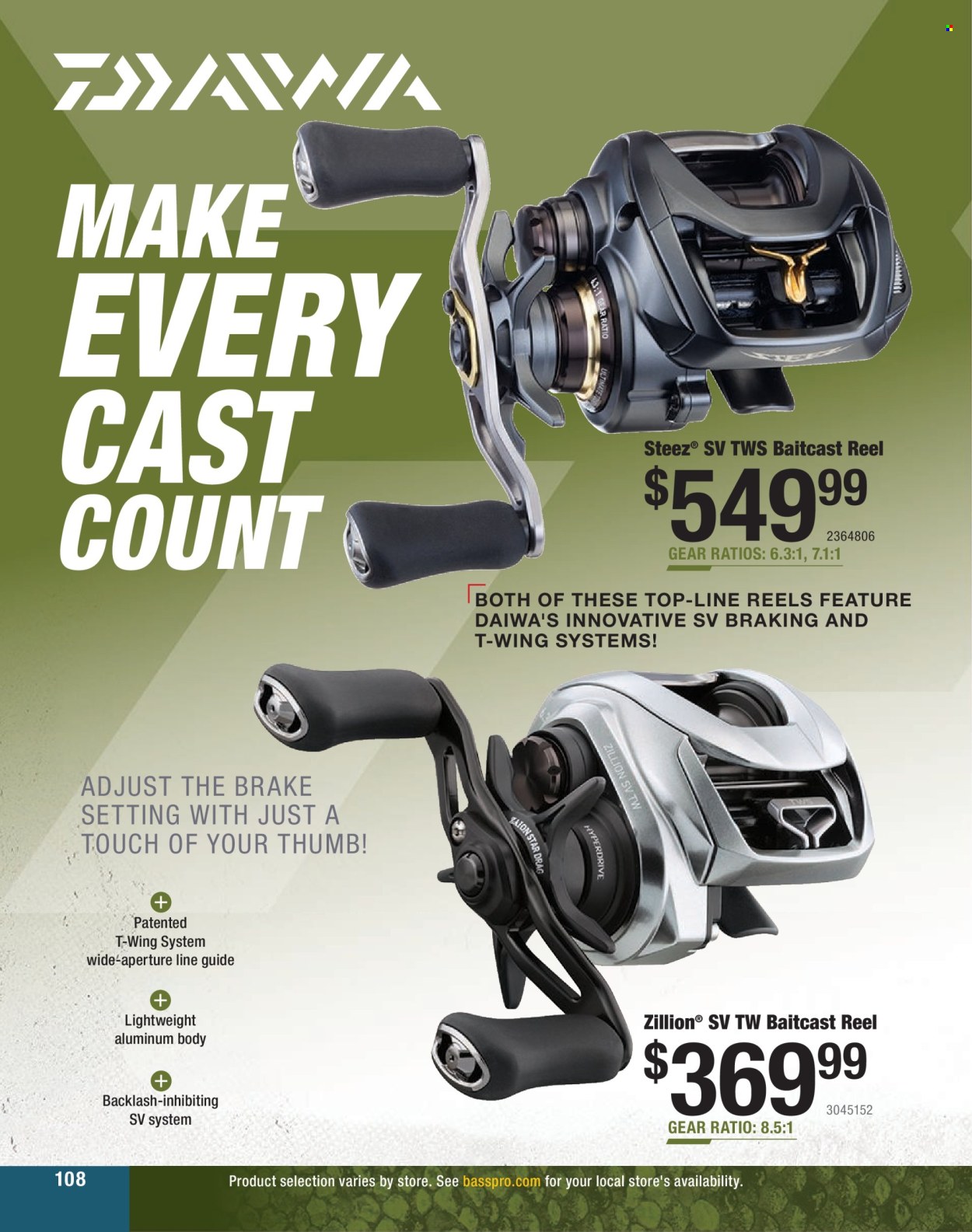 thumbnail - Cabela's Flyer - Sales products - baitcast reel, reel. Page 108.
